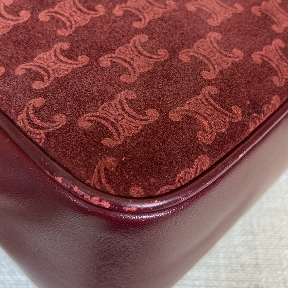 Celine Wine Suede Logo Crossbody - Picture 16 of 17